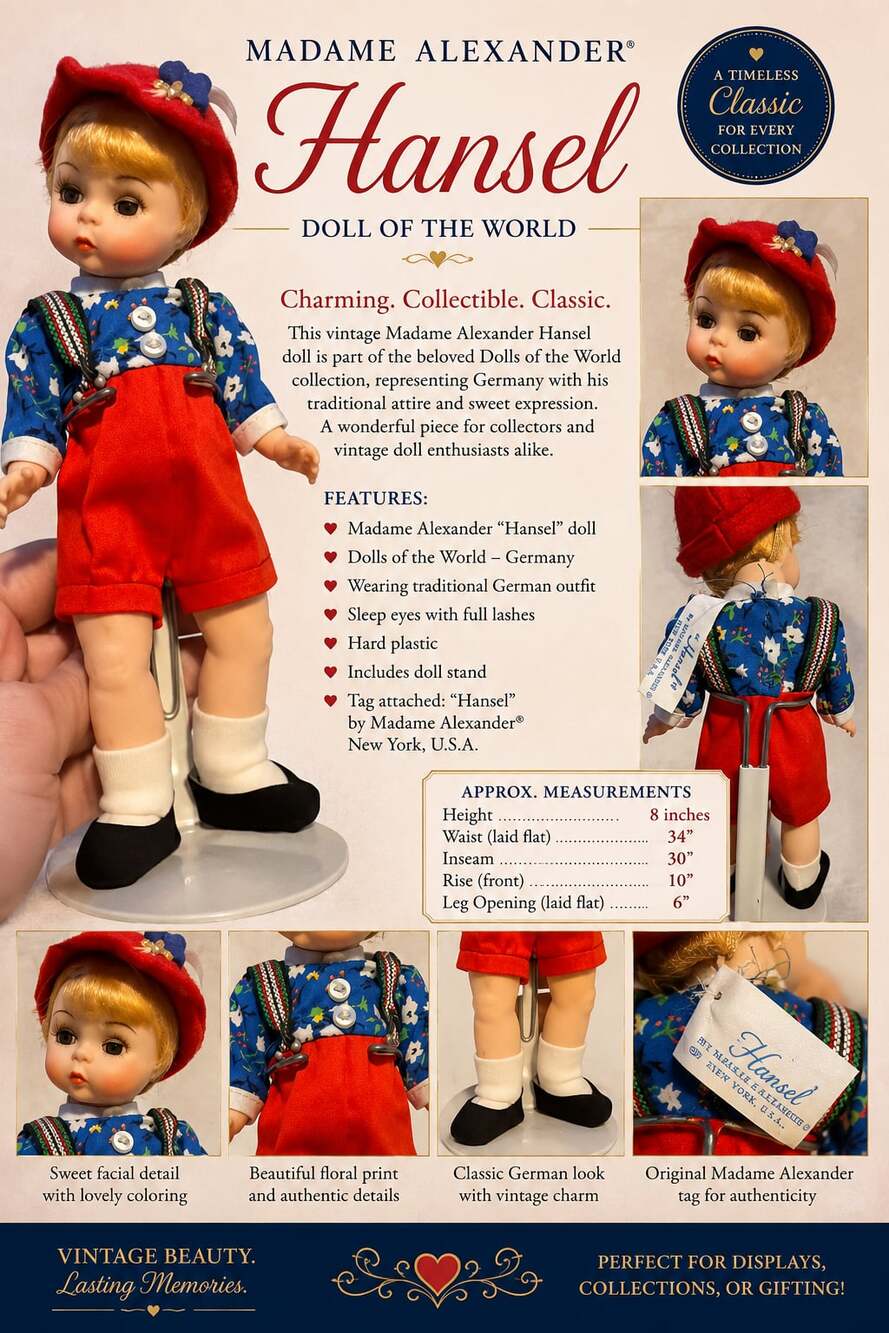 Vintage Madame Alexander Hansel Doll of the World Germany 8 Inch